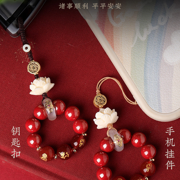 【2026年新款】本命年生肖三合六合朱砂钥匙扣挂件
