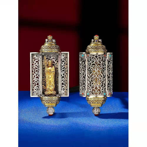 【藏传】烟雨系列·地藏王双开门嘎乌盒吊坠